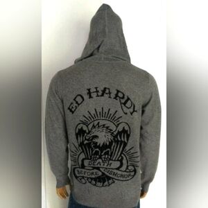 Ed Hardy Death Before Dishonor Zip Sweater NWT